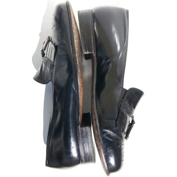 Bally Of Switzerland Men's Dress Shoes Size 7.5 F Tassel Loafers Black Leather - Picture 8 of 16